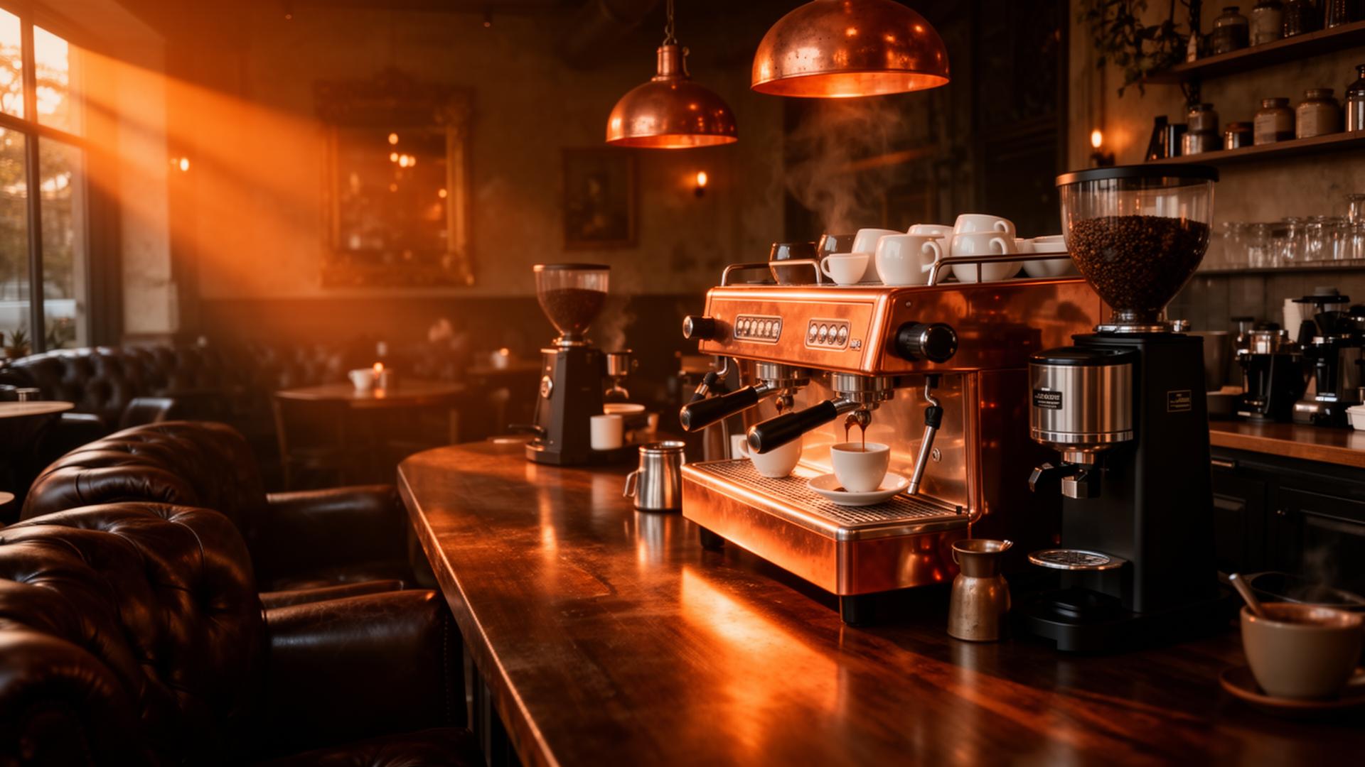 Stellar Reserve café interior with copper espresso bar